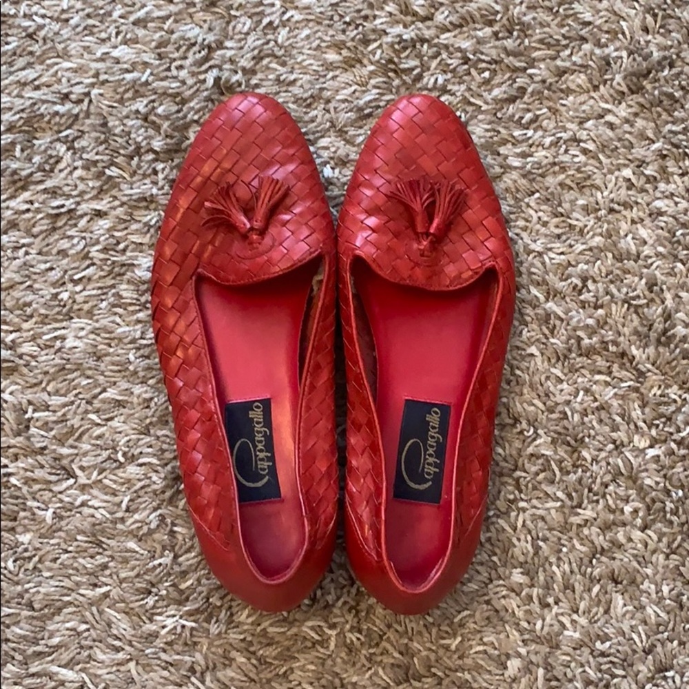 Pappagallo Vintage Woven Leather Red Flats